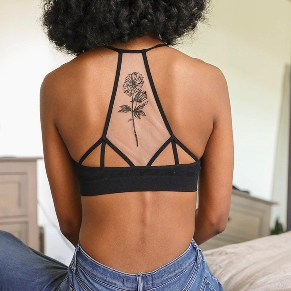 Flower Bloom Tattoo Mesh Bralette